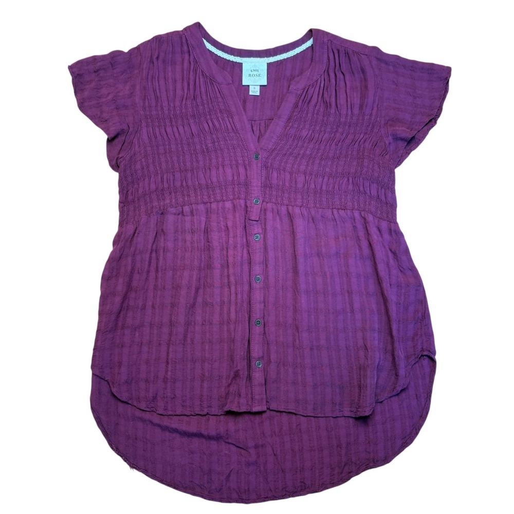 Bohemian Peasant Flutter Sleeve Knox Rose Tunic Top Berry Color Sz S Cottagecore